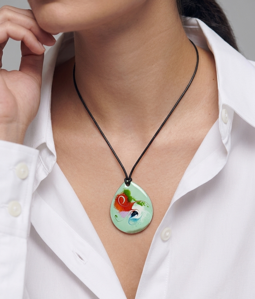 Celadon Green Costume Pendant Necklace