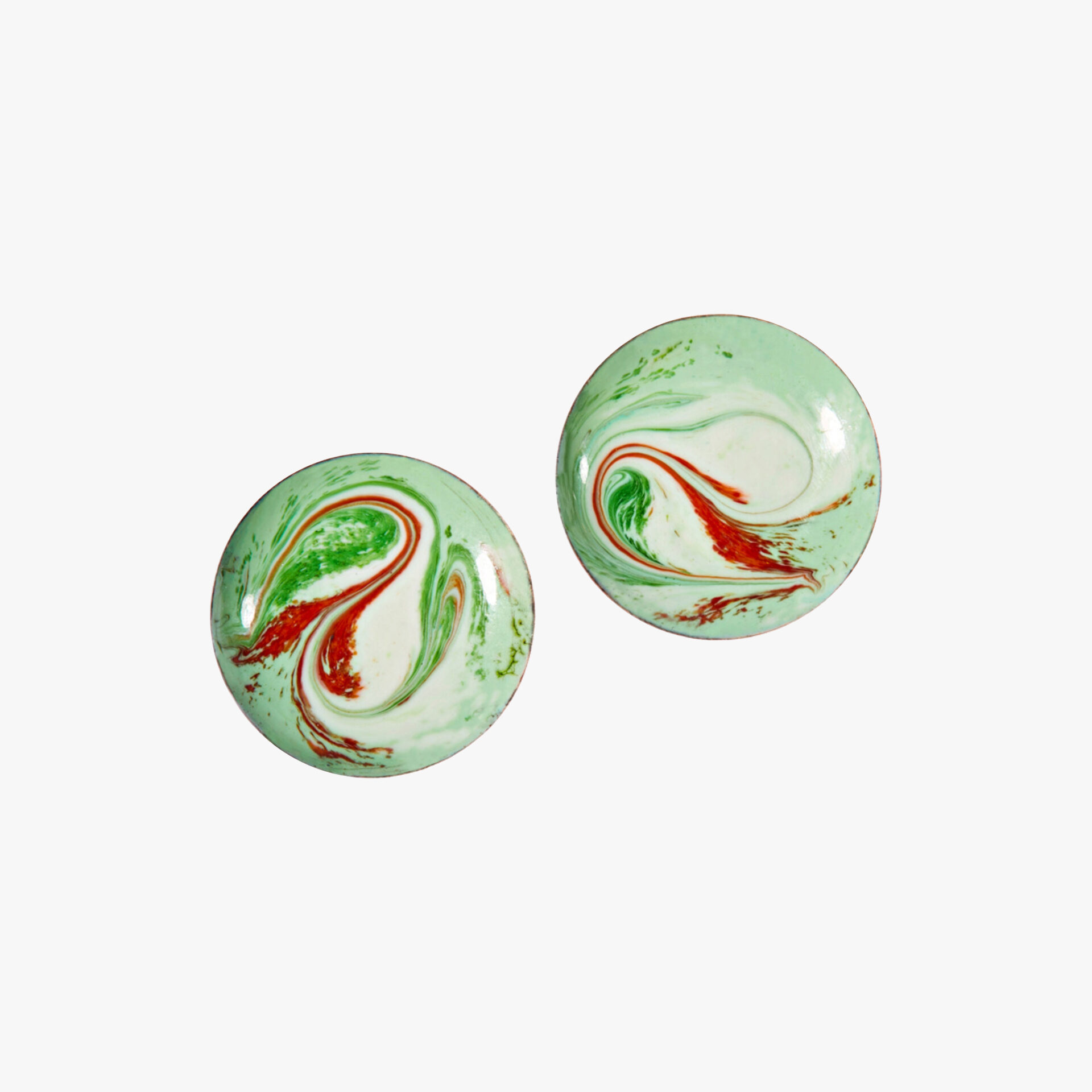 Green stud earrings