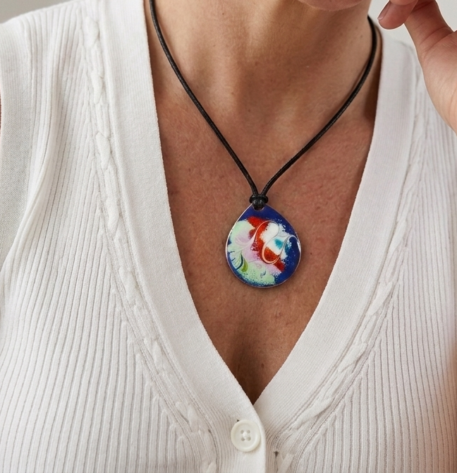 Electric Blue Large Costume Pendant