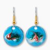 Turquoise small enamel drop earrings