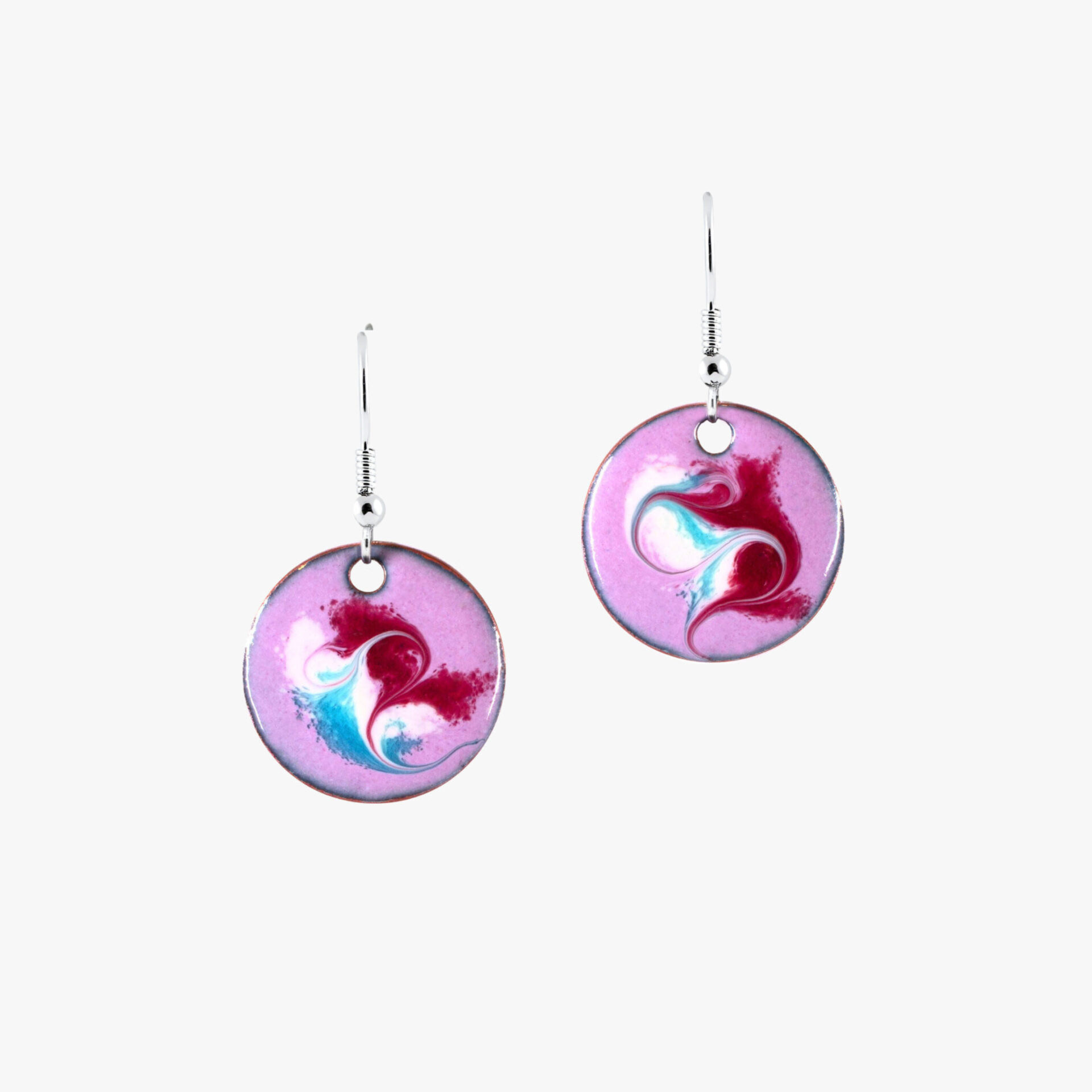 Pink and silver drop earrings