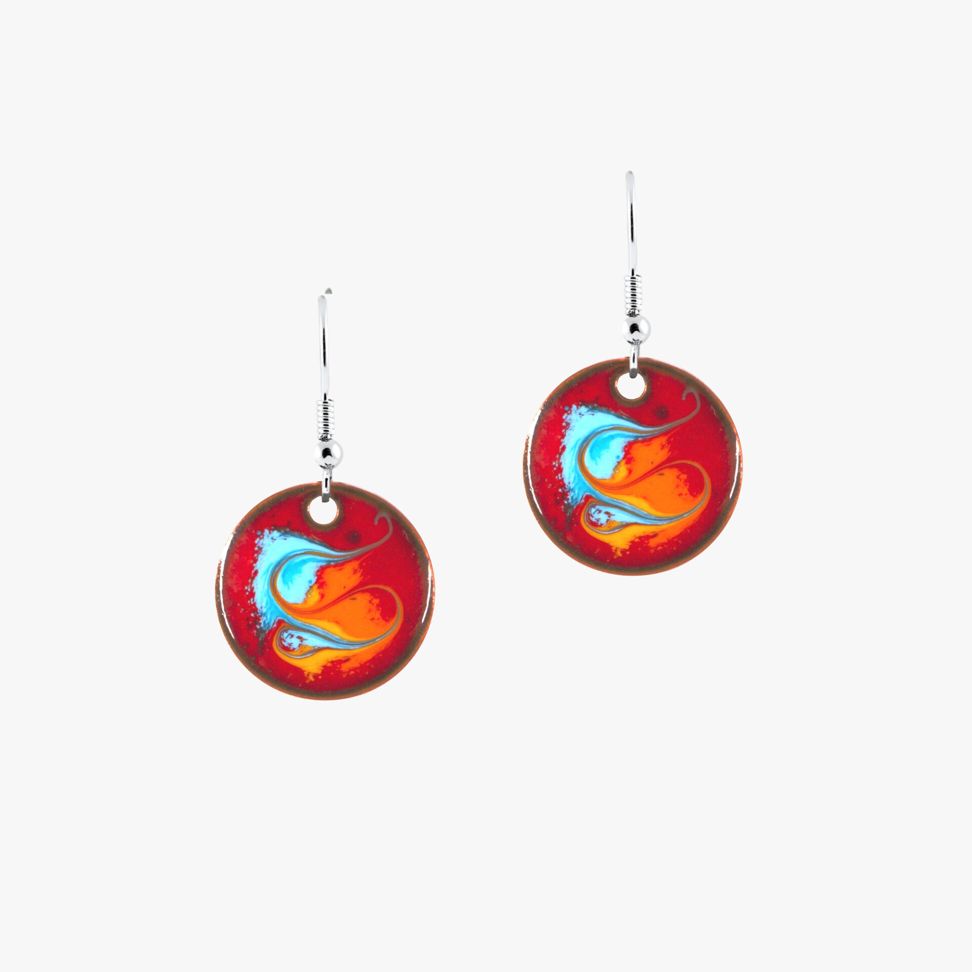 red and silver drop earrings