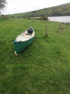 New canoe ready to go on the shore of Lough deravaragh