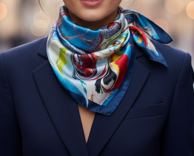 'The Florentine' Sky Blue Silk Scarf - Image 3
