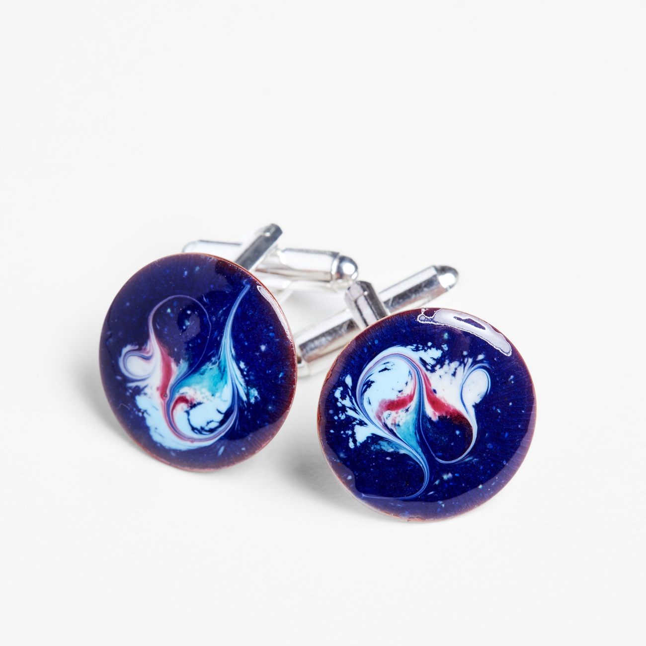 Hero enamel cufflinks electric blue