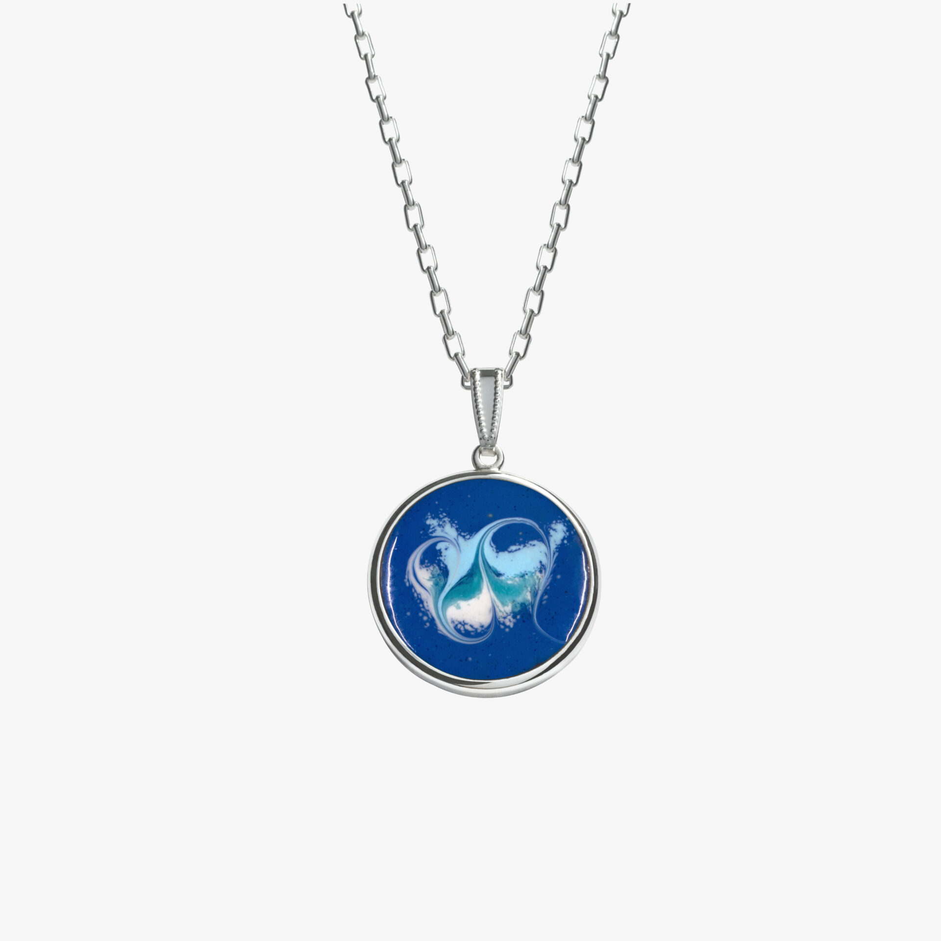 blue pendant silver necklace