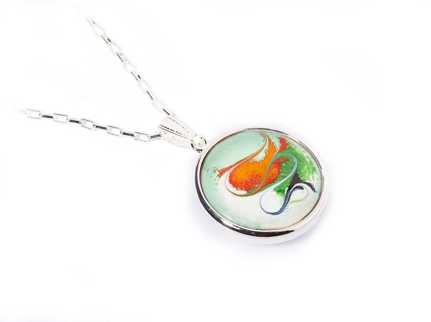 Celadon green silver plated pendant
