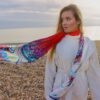 red silk neck scarf