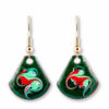 Green fan drop earrings