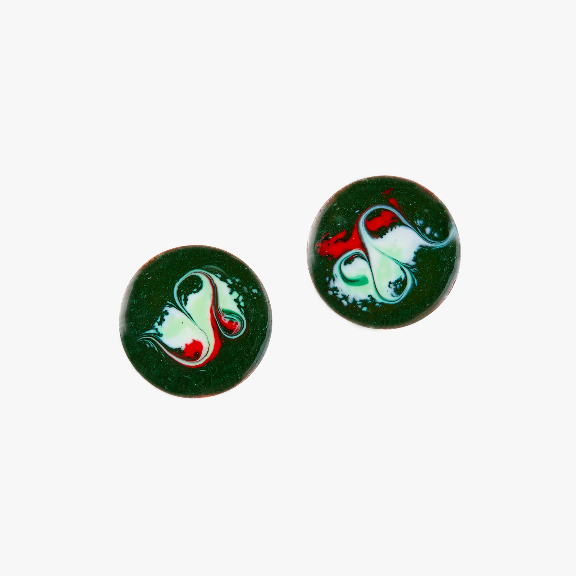 Dark green stud earrings