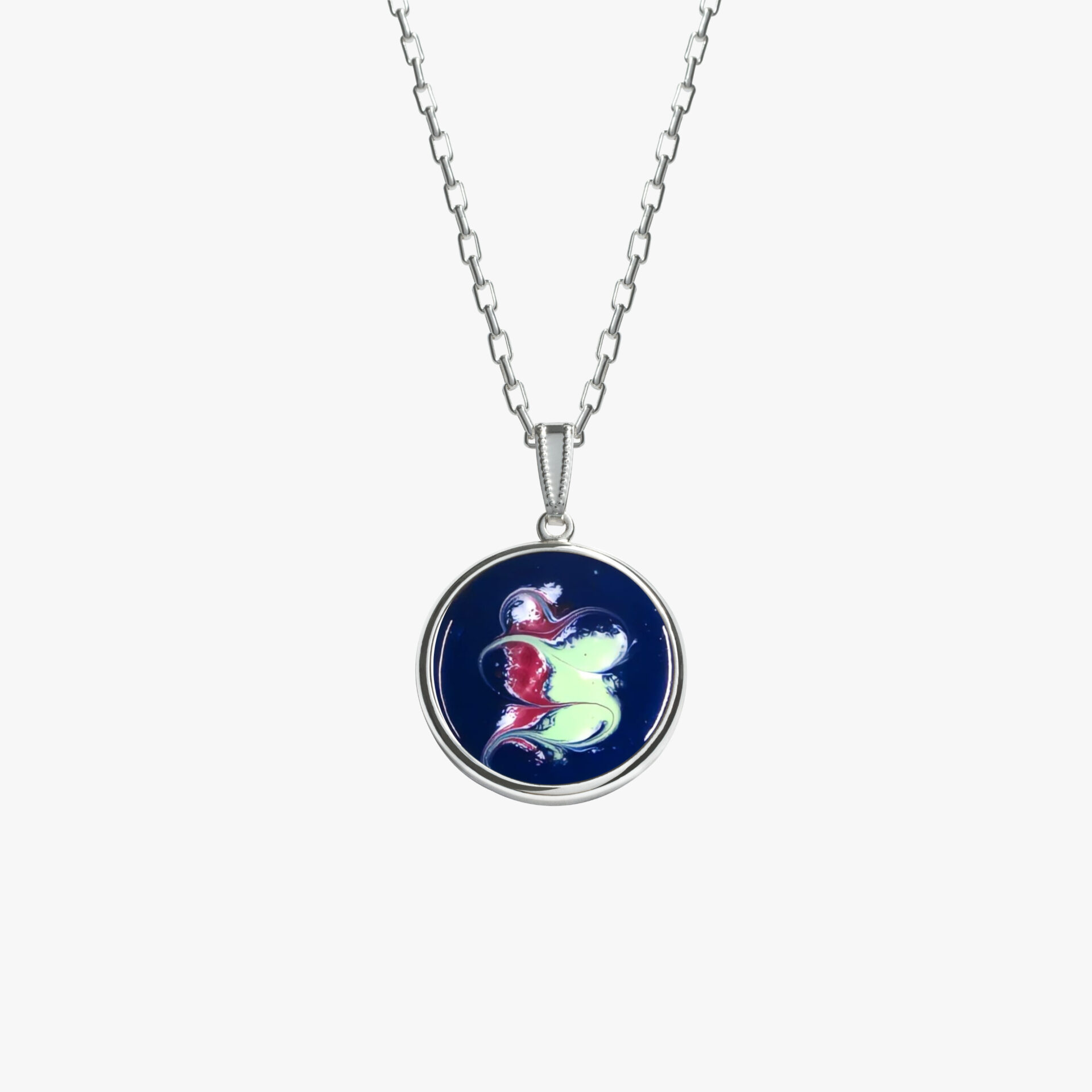 Blue and red silver plated pendant