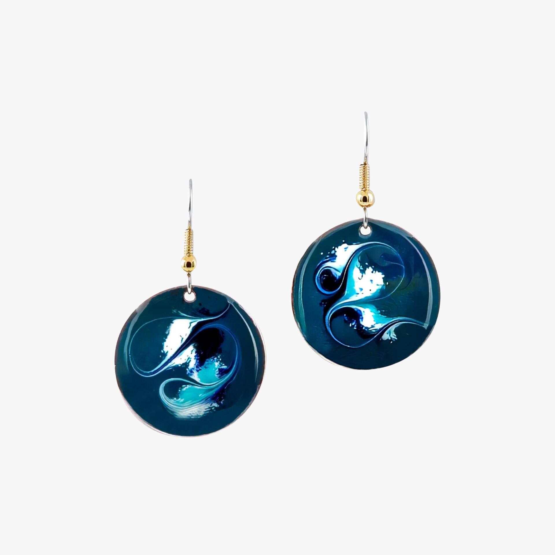 Blue and green drop earrings