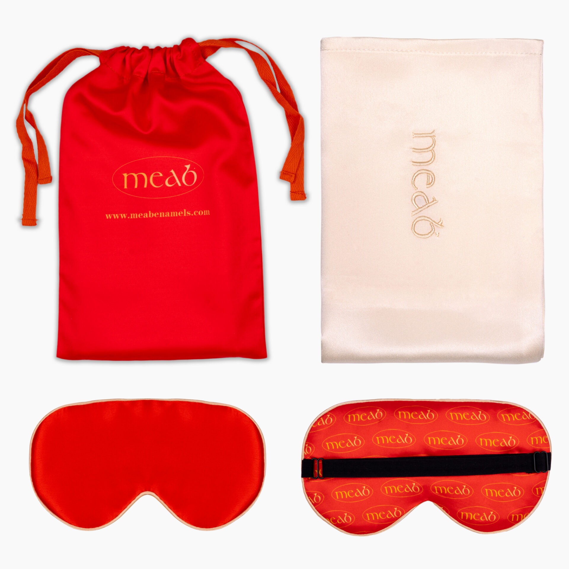 red silk pillowcase and eye mask set