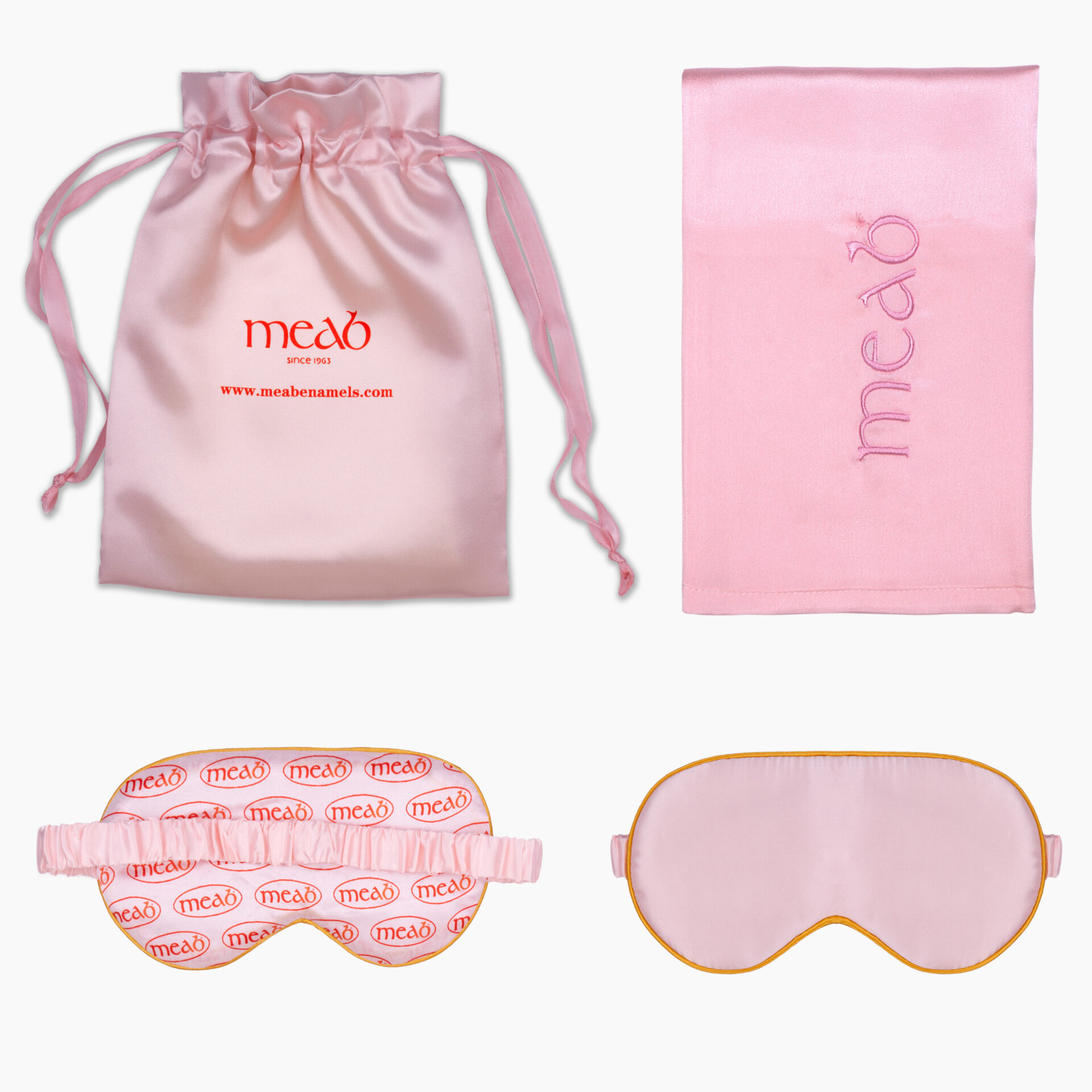 pink silk pillowcase and eye mask set