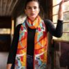 African Sun Orange Silk Scarf 