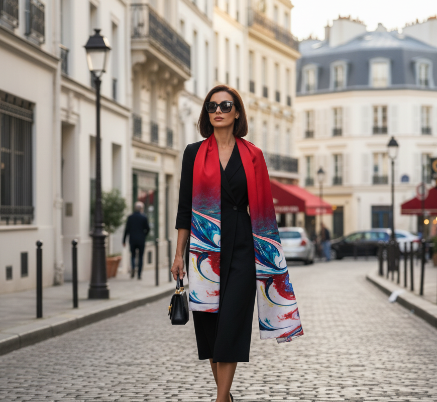 Melisandre red silk scarf